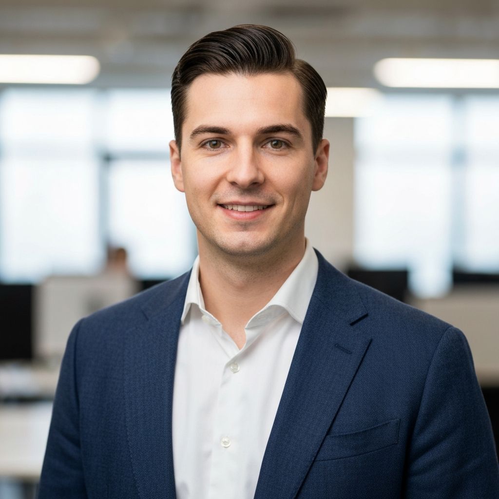 AI generated business casual headshot in white shirt