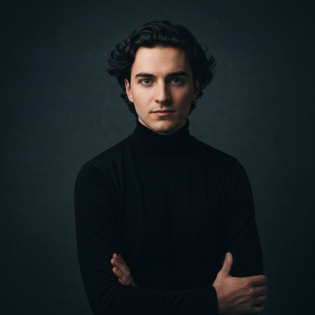 AI generated creative headshot with black turtleneck
