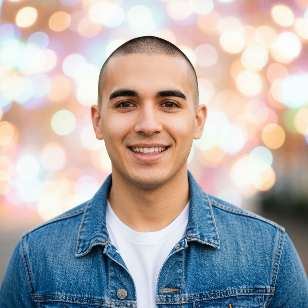 AI generated casual creative headshot in denim